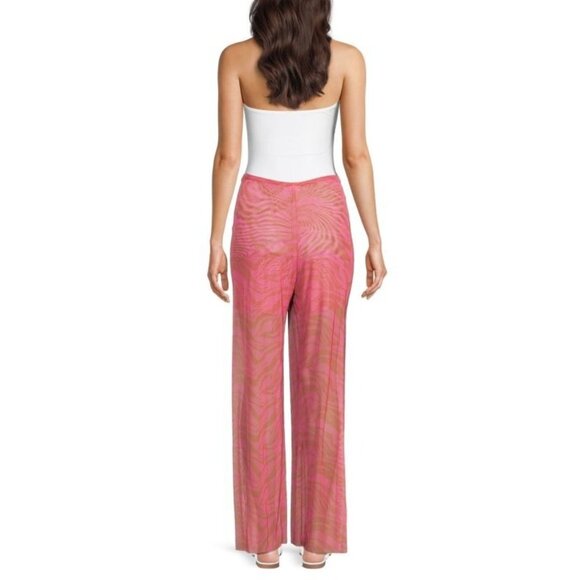 VIX Cover Up Pareo Pants L Pink Mesh Diani Zebra Sheer Resortwear - Picture 2 of 10